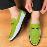 Chicago Genuine Leather Loafers for Women – Breathable Perforated Design with Gold Accents 1