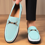 Chicago Genuine Leather Loafers for Women – Breathable Perforated Design with Gold Accents 4