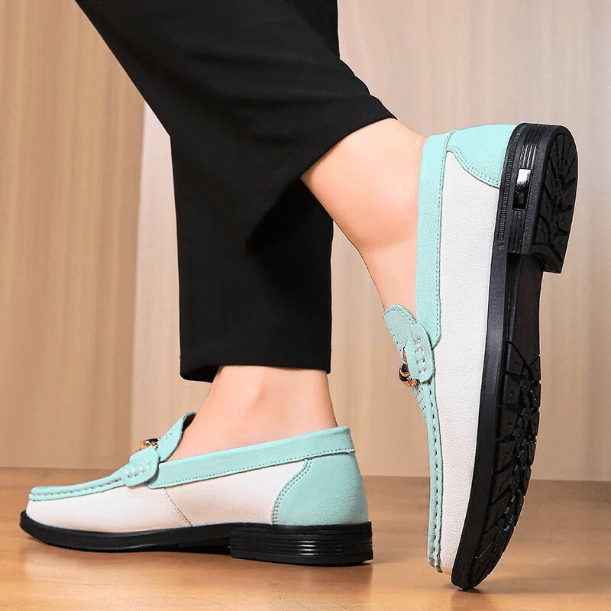 Chicago Genuine Leather Loafers for Women – Breathable Perforated Design with Gold Accents 5