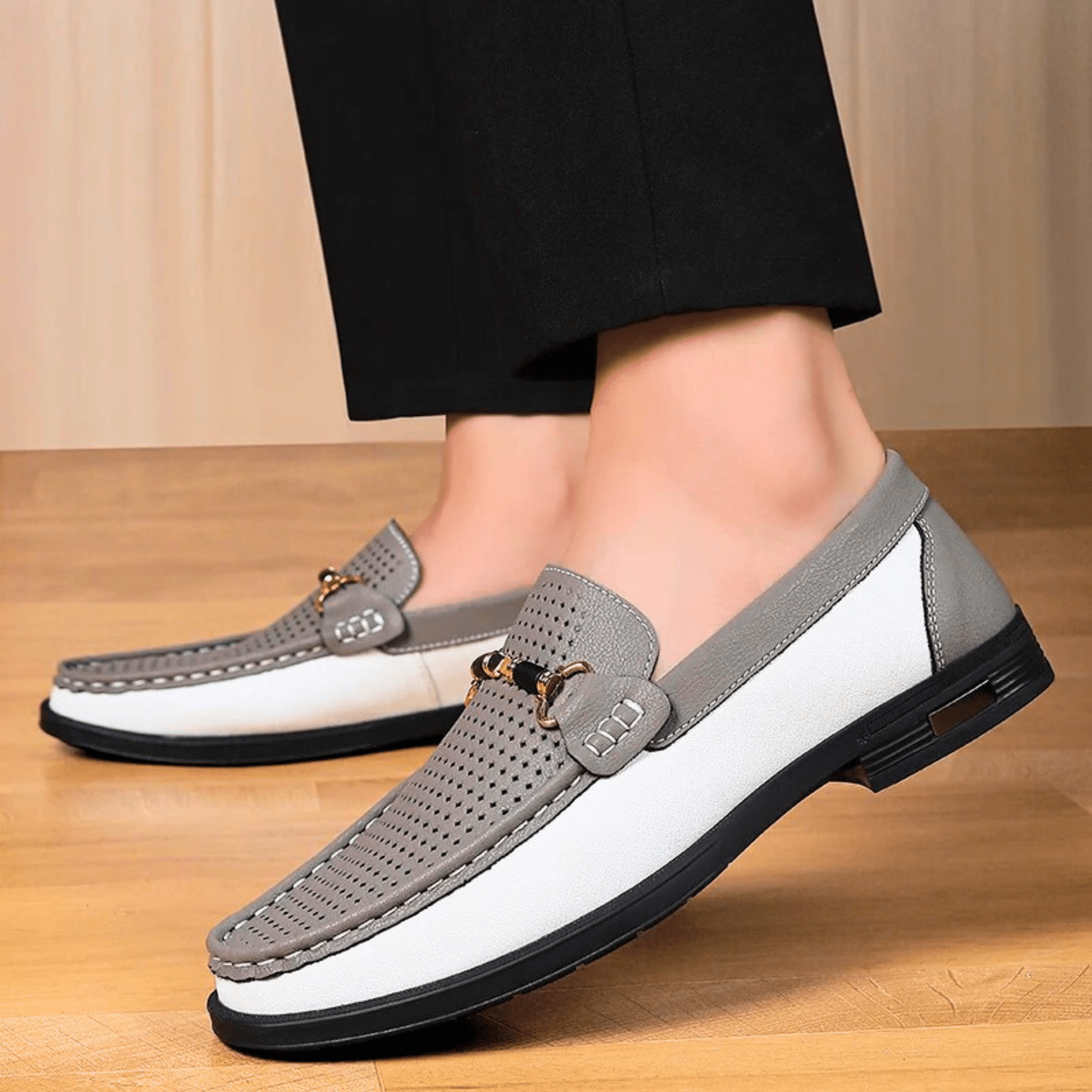 Chicago Genuine Leather Loafers for Women – Breathable Perforated Design with Gold Accents 6