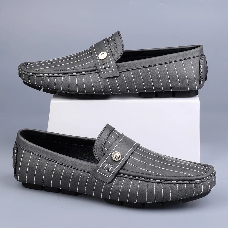 Chicago Premium Leather Loafers – Cushioned Comfort with Pinstripe Detailing 0