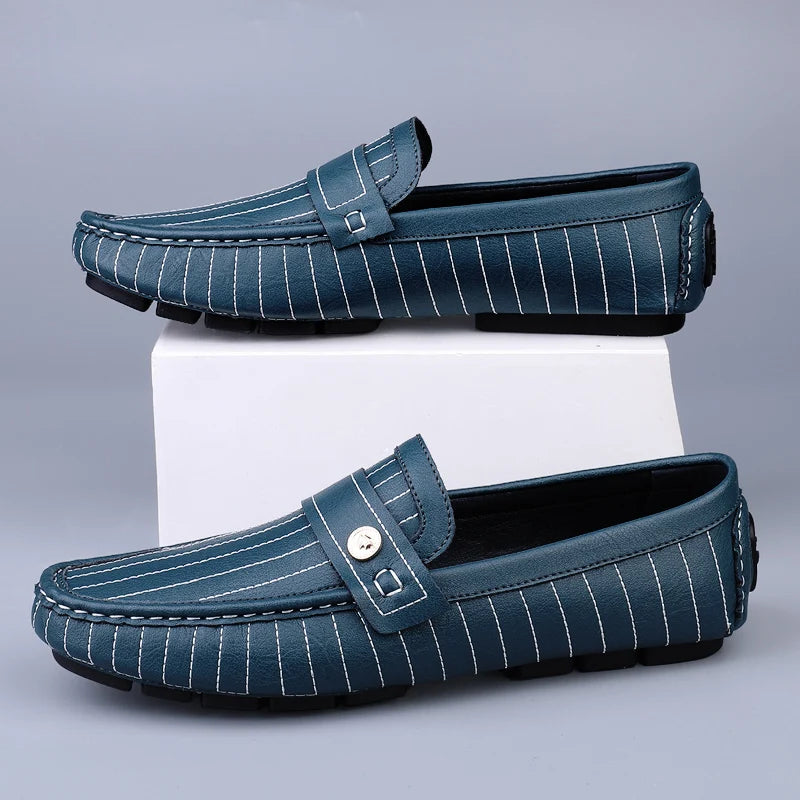 Chicago Premium Leather Loafers – Cushioned Comfort with Pinstripe Detailing 1
