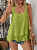 Chicago Ruffled White Tank Top – Lightweight Viscose Blend for Effortless Style 2