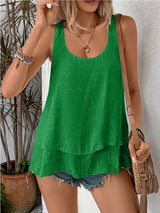 Chicago Ruffled White Tank Top – Lightweight Viscose Blend for Effortless Style 4