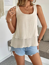Chicago Ruffled White Tank Top – Lightweight Viscose Blend for Effortless Style 5