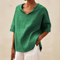 Chicago V-Neck White Blouse – Lightweight Linen for Plus Size Summer Tops 0