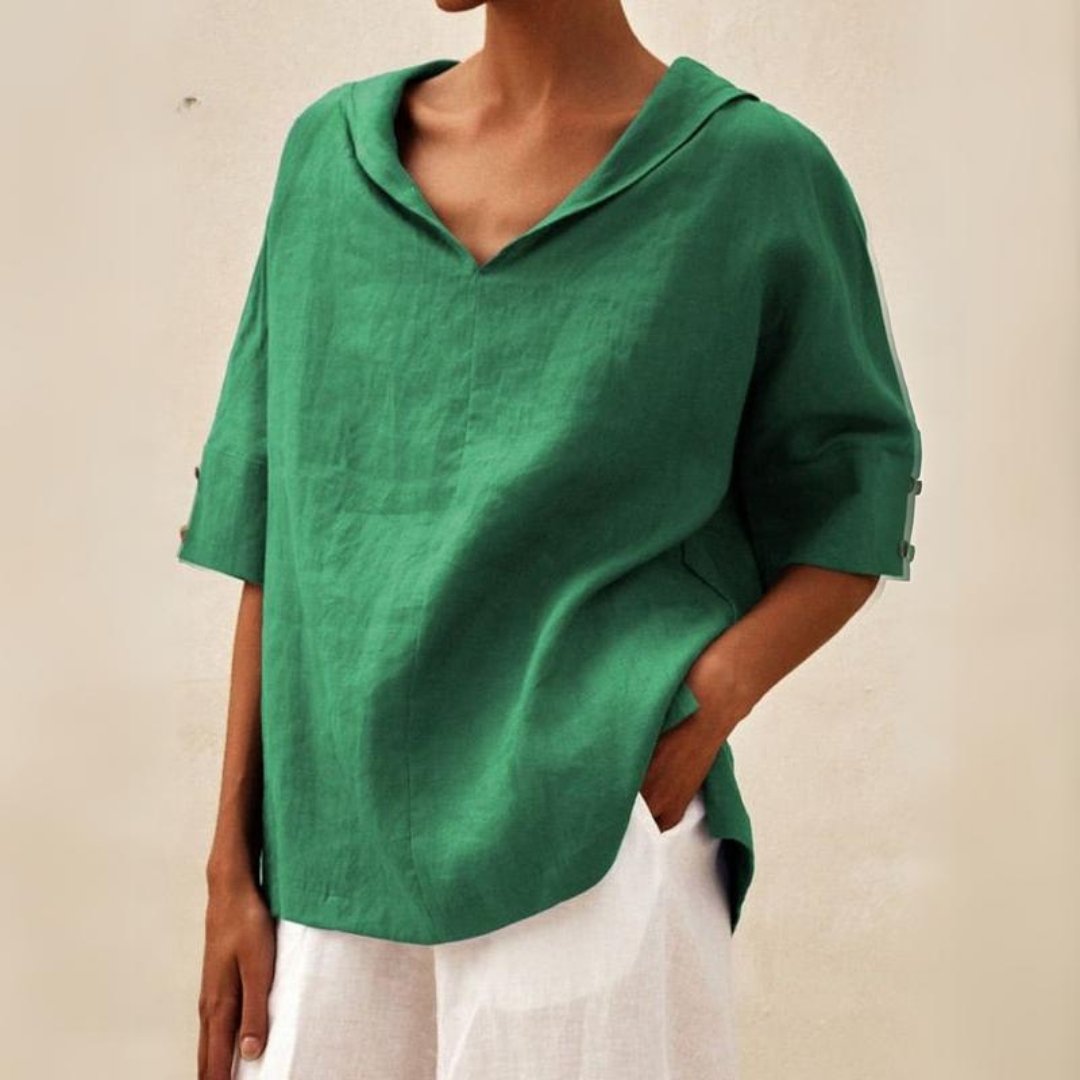 Chicago V-Neck White Blouse – Lightweight Linen for Plus Size Summer Tops 0