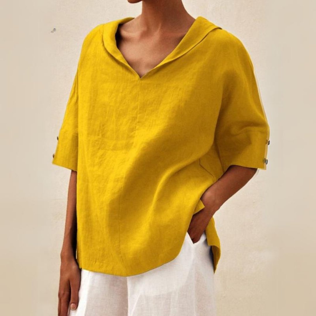 Chicago V-Neck White Blouse – Lightweight Linen for Plus Size Summer Tops 2