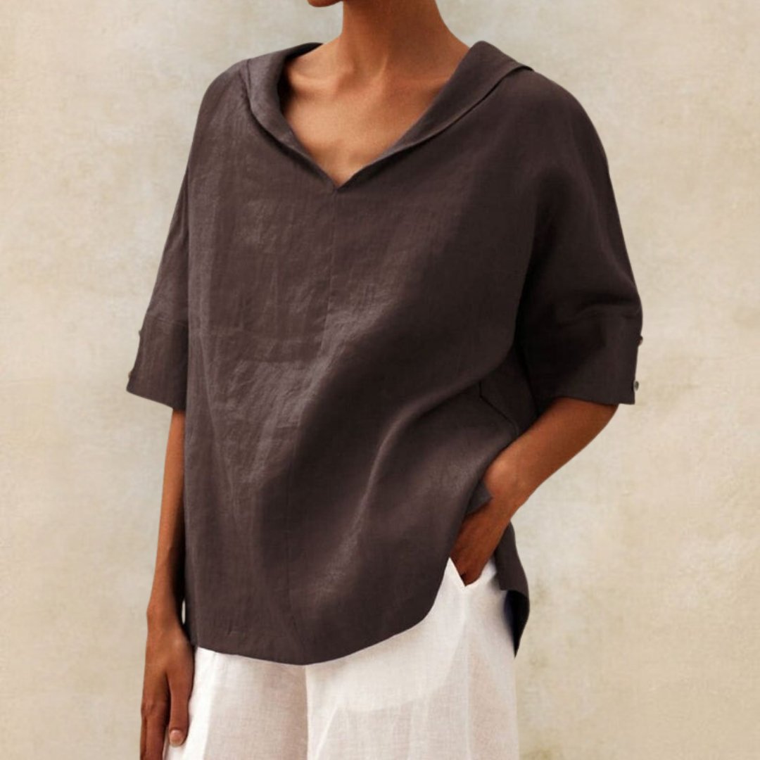 Chicago V-Neck White Blouse – Lightweight Linen for Plus Size Summer Tops 3