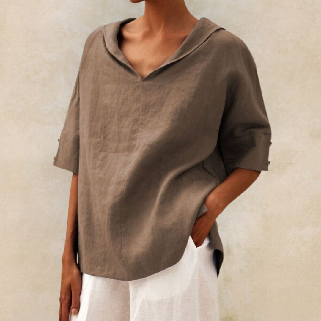 Chicago V-Neck White Blouse – Lightweight Linen for Plus Size Summer Tops 4