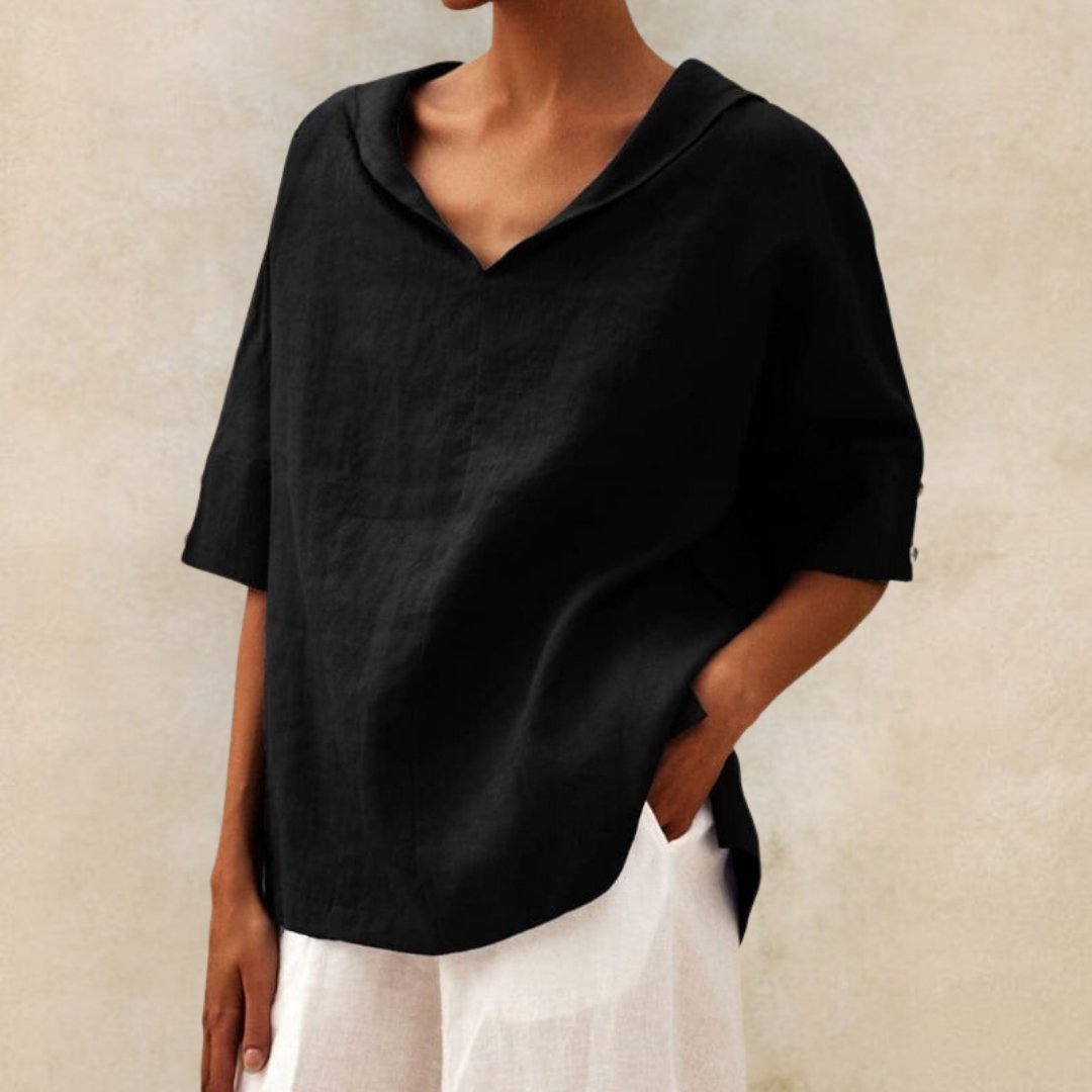 Chicago V-Neck White Blouse – Lightweight Linen for Plus Size Summer Tops 6