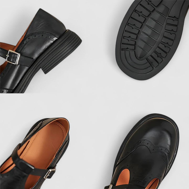 Chicago Women's Black Flats – Soft Leather with Orthopedic Support & Non-Slip Sole 7