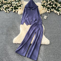 Vienna Valentina Women's 2 Piece Loungewear Set – Hooded Sweater and Wide Leg Pants