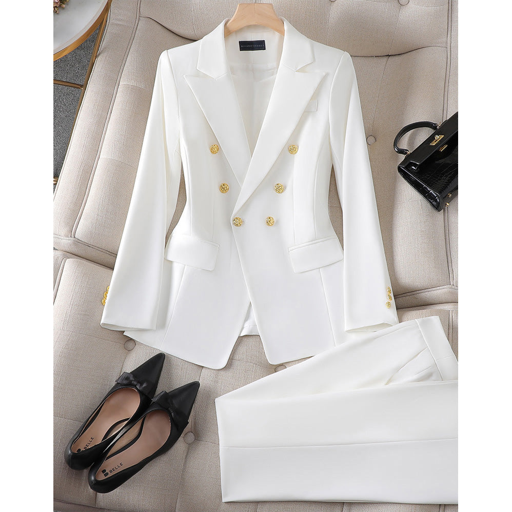 Sienna Rose Blazer Set – Tailored Two-Piece with Gold Button Detail
