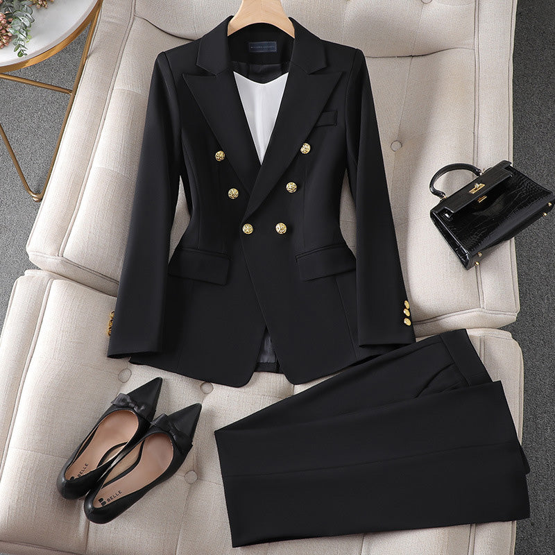 Sienna Rose Blazer Set – Tailored Two-Piece with Gold Button Detail