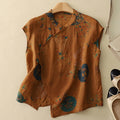 Chloe Floral Blouse for Women – Soft Linen Blend with Asymmetric Cut 0