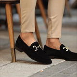 Cognac Suede Loafers for Women – Elegant Gold Accents & Cushioned Comfort 5