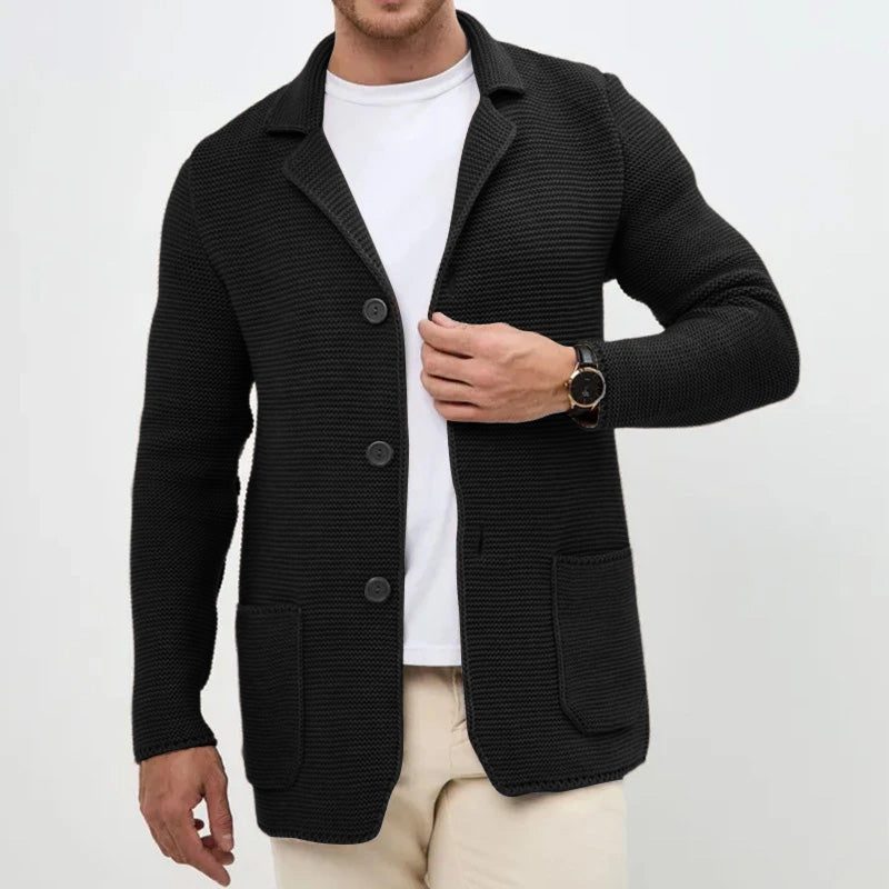 Lorence Men’s Knit Cardigan – Slim-Fit Woven Sweater