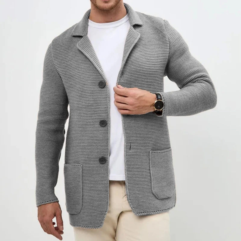 Lorence Men’s Knit Cardigan – Slim-Fit Woven Sweater