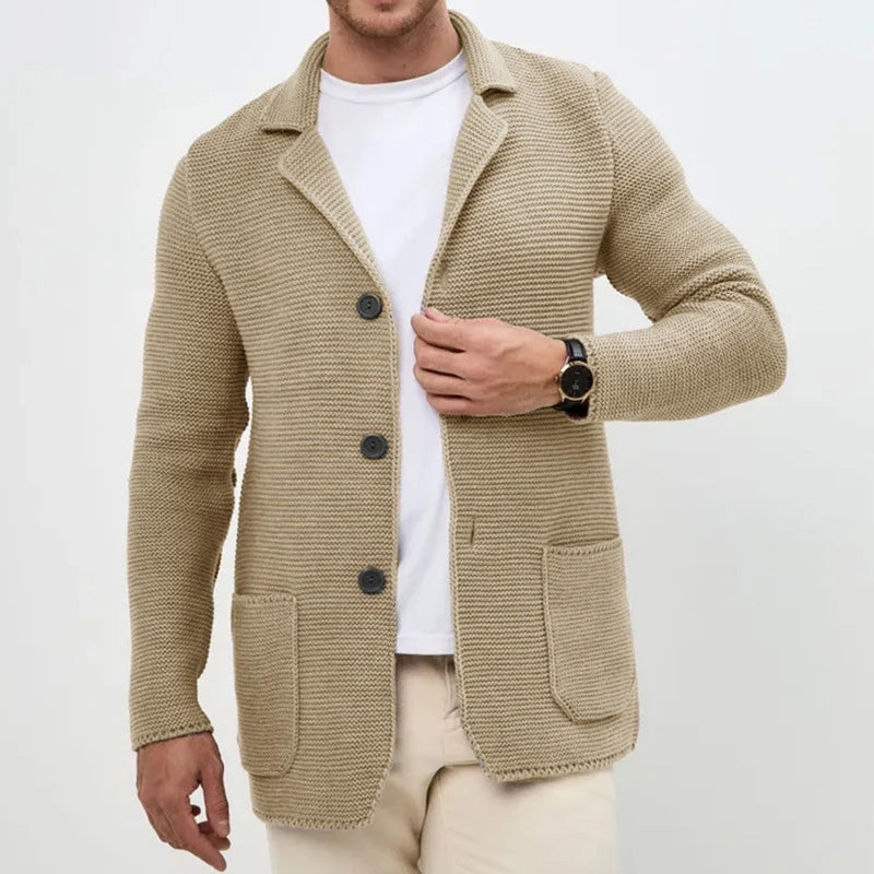 Lorence Men’s Knit Cardigan – Slim-Fit Woven Sweater