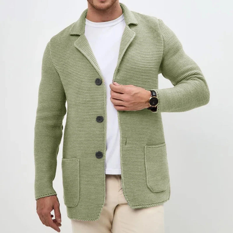 Lorence Men’s Knit Cardigan – Slim-Fit Woven Sweater