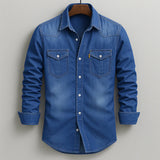 Denver Modern Fit Denim Button Down Shirt – Soft Cotton with Double Chest Pockets 1