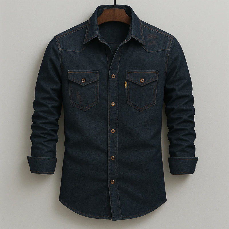 Denver Modern Fit Denim Button Down Shirt – Soft Cotton with Double Chest Pockets 2