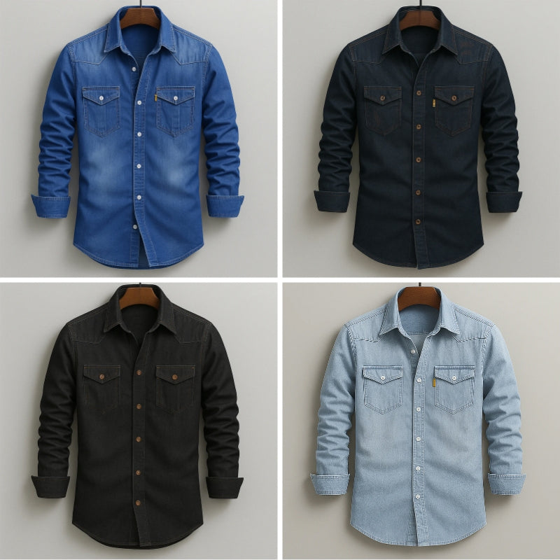 Denver Modern Fit Denim Button Down Shirt – Soft Cotton with Double Chest Pockets 4