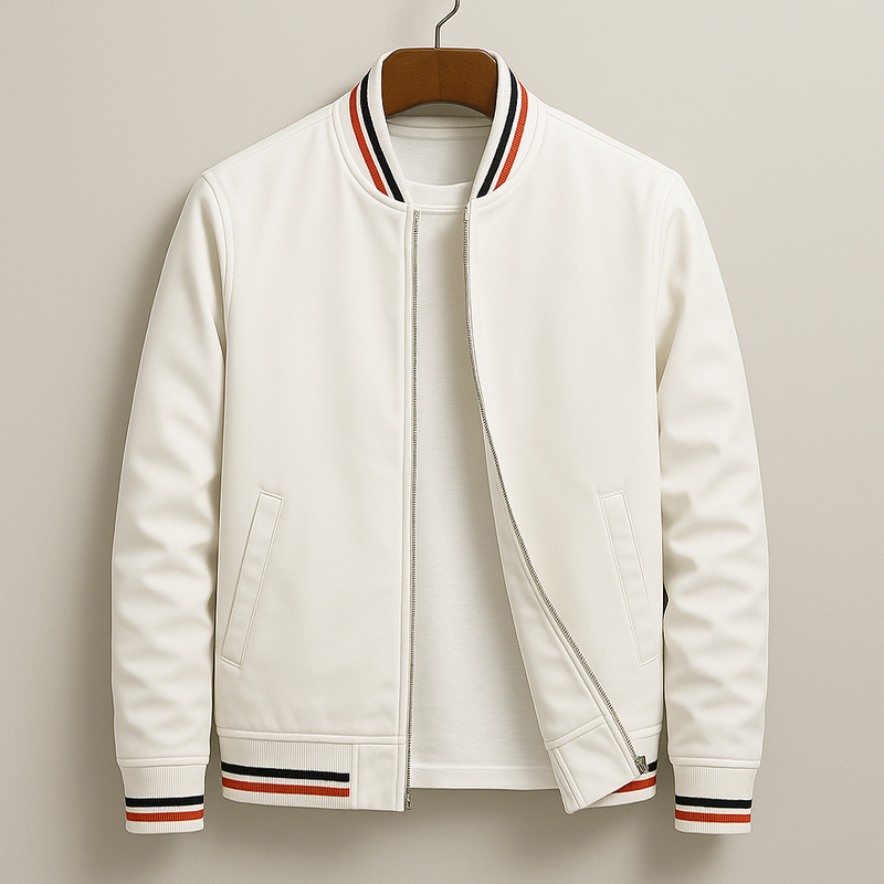 Denver Tailored Bomber Jacket – Lightweight Fabric with Sporty Striped Details 0