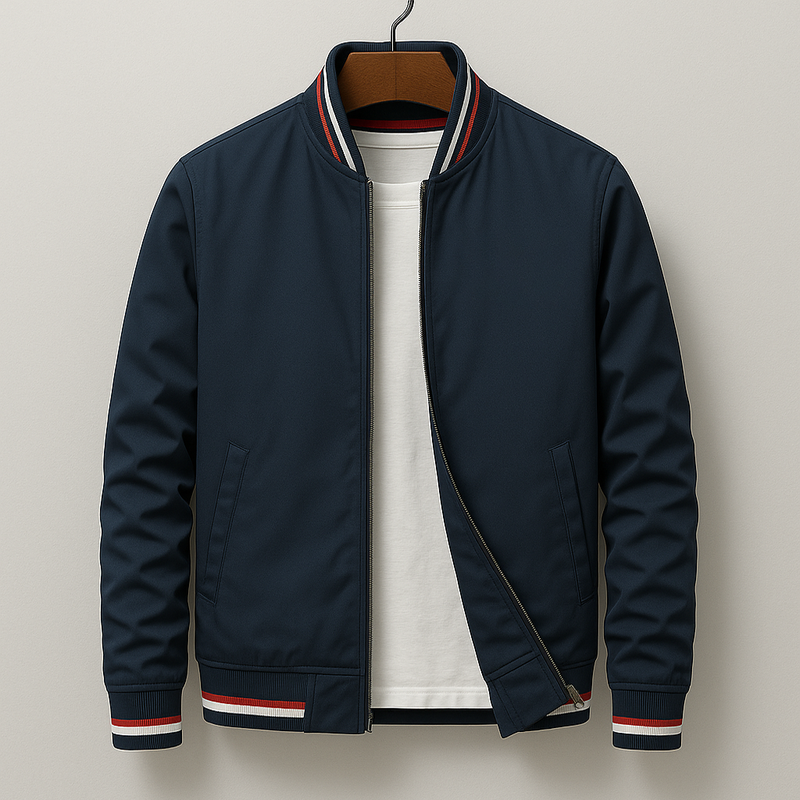 Denver Tailored Bomber Jacket – Lightweight Fabric with Sporty Striped Details 4