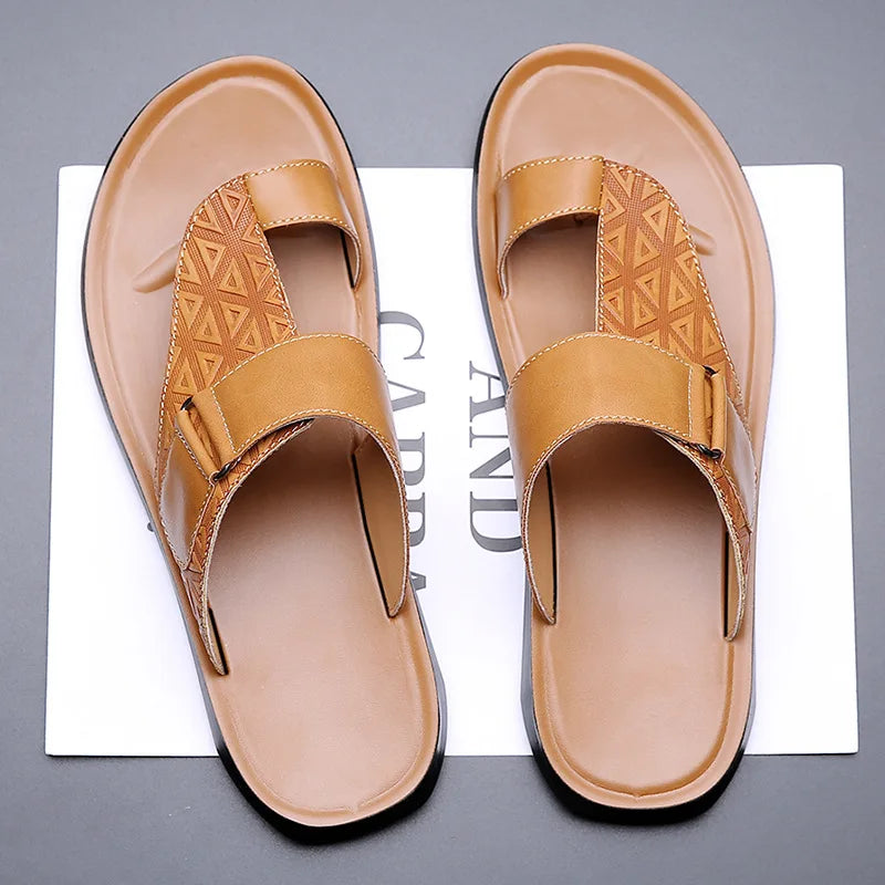 Denver Women's Leather Sandals – Geometric Texture with Contoured Footbed for All-Day Comfort 1