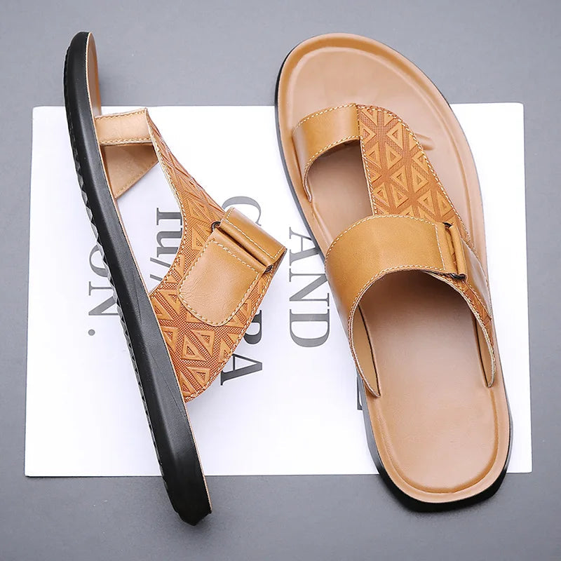 Denver Women's Leather Sandals – Geometric Texture with Contoured Footbed for All-Day Comfort 6