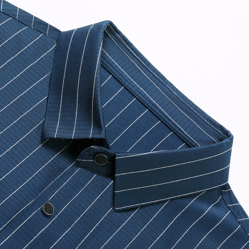 Felix Pinstripe Button-Up – Short-Sleeve Shirt in Wrinkle‑Resistant Stretch Fabric