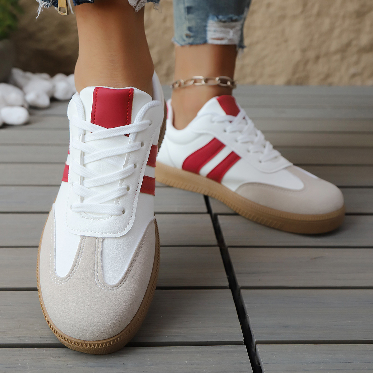 Geneva Women's Trainer - Retro-inspired Lightweight Leather & Suede Sneakers