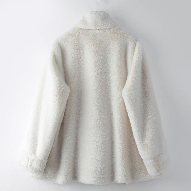 Almona Women’s Faux Fur Coat – Mid-Length Winter Jacket
