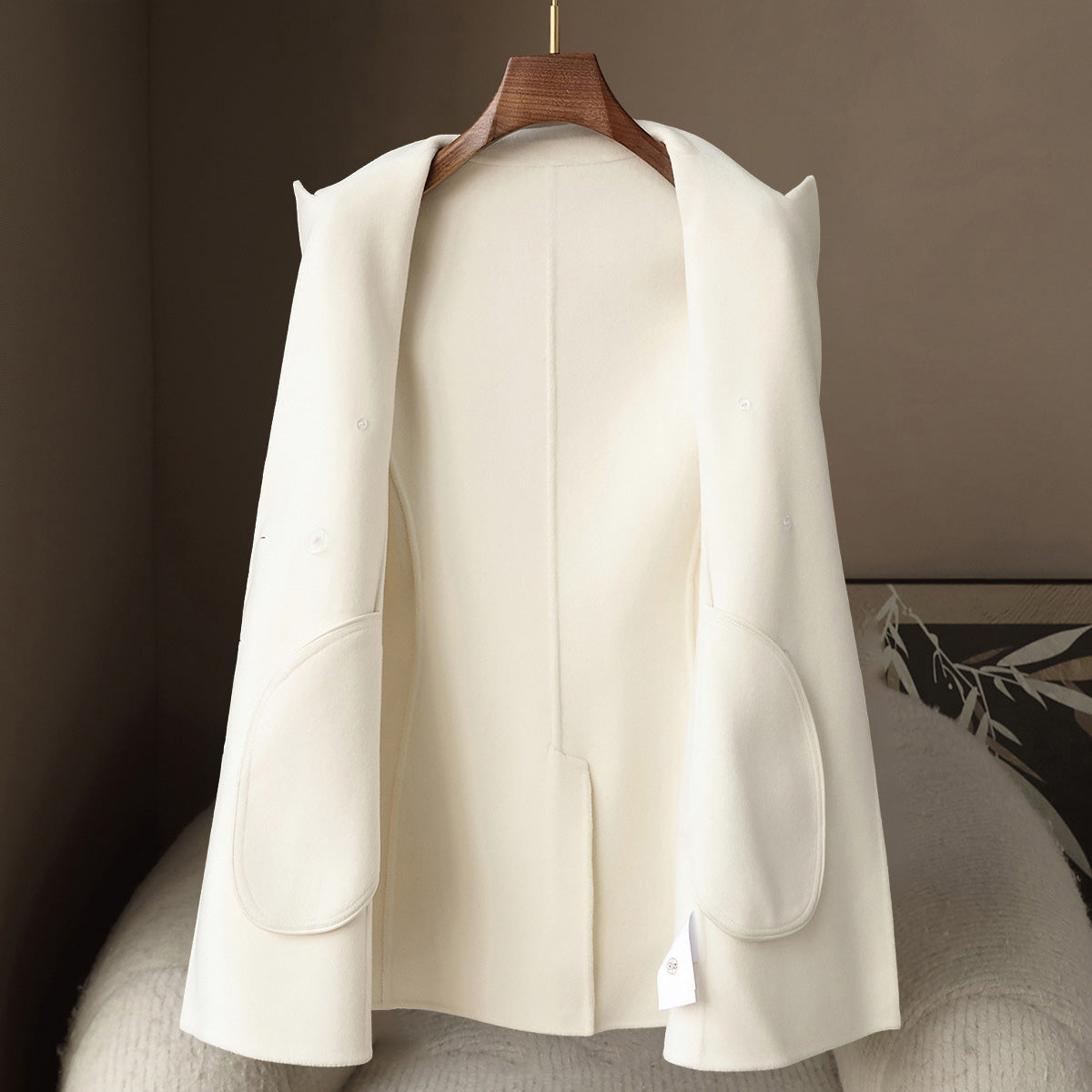 Clarice Women’s Wool Cashmere Coat – Double-Breasted Mid-Length with Tailored Fit