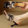 Elegant Floral Women's Heels with Cushioned Insole and Structured Square Heel 1