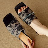 Elegant Floral Women's Heels with Cushioned Insole and Structured Square Heel 5