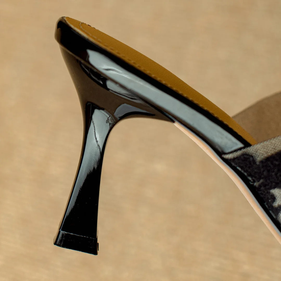 Elegant Floral Women's Heels with Cushioned Insole and Structured Square Heel 7