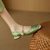Evelyn White Heels – Twisted Pearl Strap & Low Rhinestone Block 0