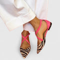 Fuchsia Zebra Print Sandals for Women – Comfortable Slip-On Style for Summer 0