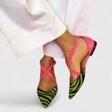 Fuchsia Zebra Print Sandals for Women – Comfortable Slip-On Style for Summer 1