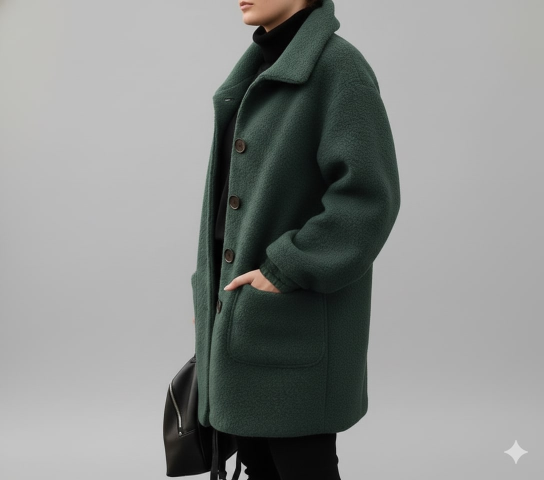 Marisela Women’s Fleece Jacket – Soft Wool-Blend Vintage Winter Coat