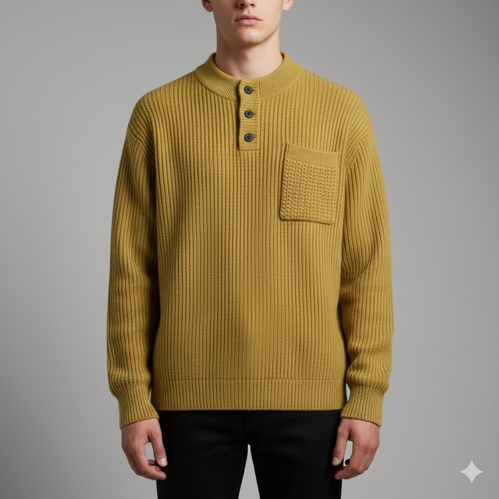 Darian Men’s Pullover Sweater – Thick Ribbed Knit Pullover for Winter