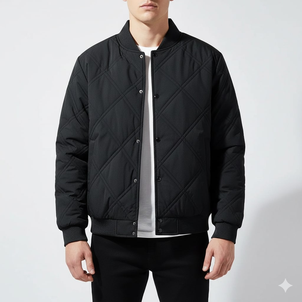 Fernan Men’s Bomber Jacket – Quilted Fleece-Lined Lightweight Winter Jacket