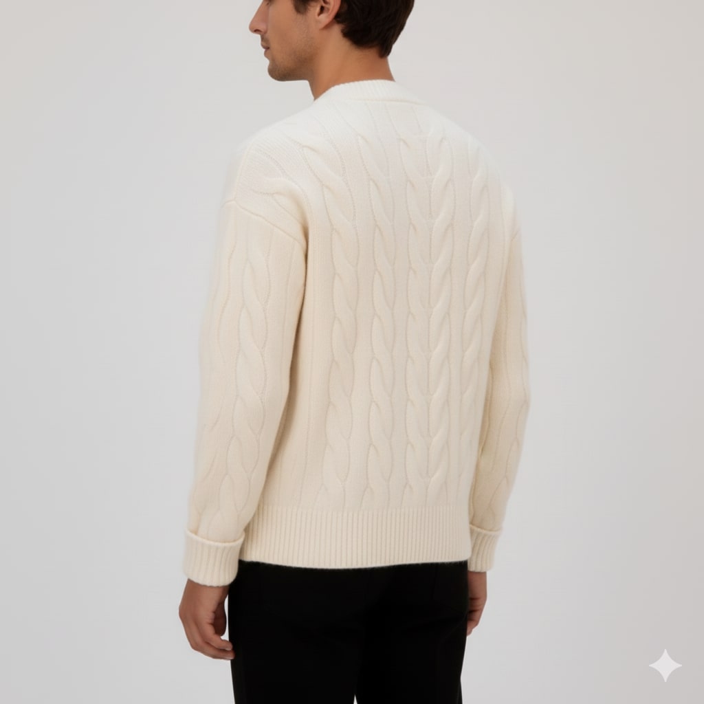 David Men’s Cardigan – Cable Knit Cardigan with Classic Button-Up Style