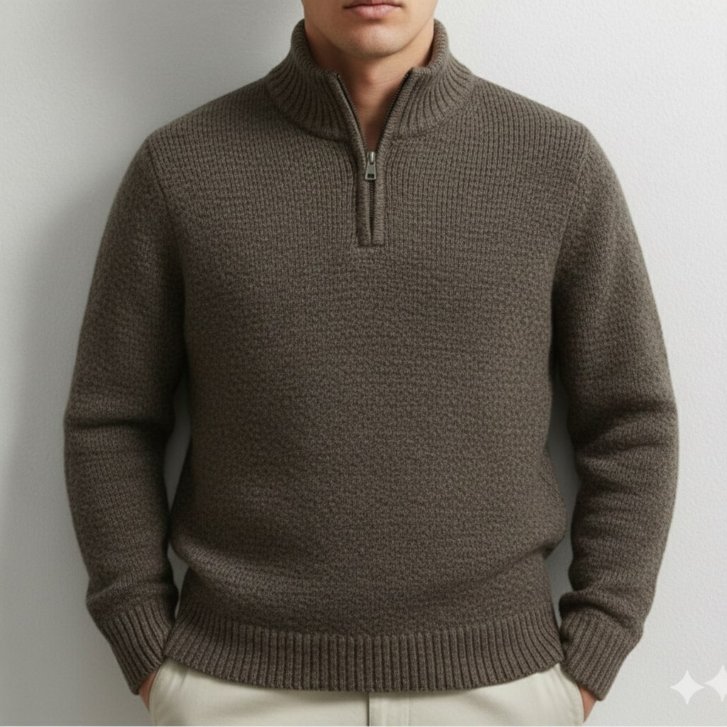 Ashton Men’s Quarter-Zip Sweater – Cotton Knit Pullover for Layered Comfort