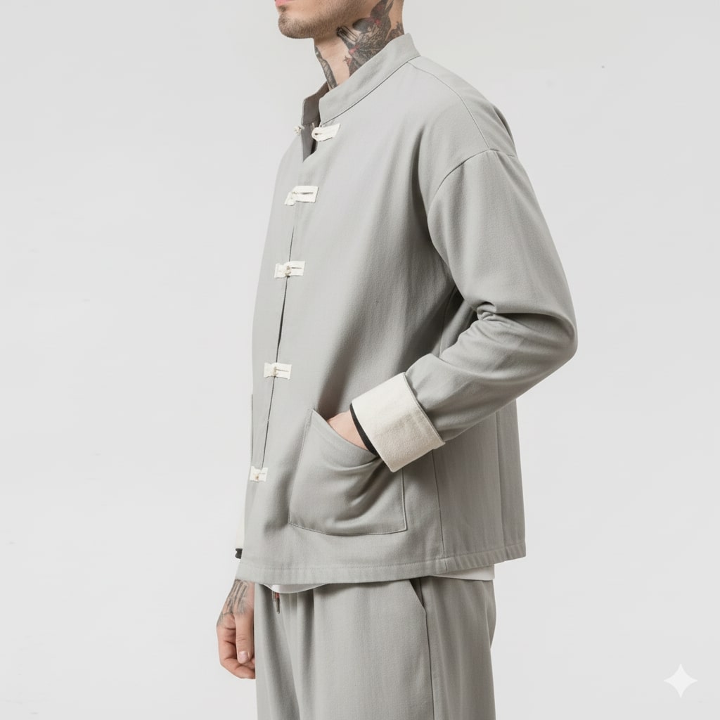 Kyoto Men’s Lightweight Jacket – Soft Cotton Jacket with Knot-Button Closure