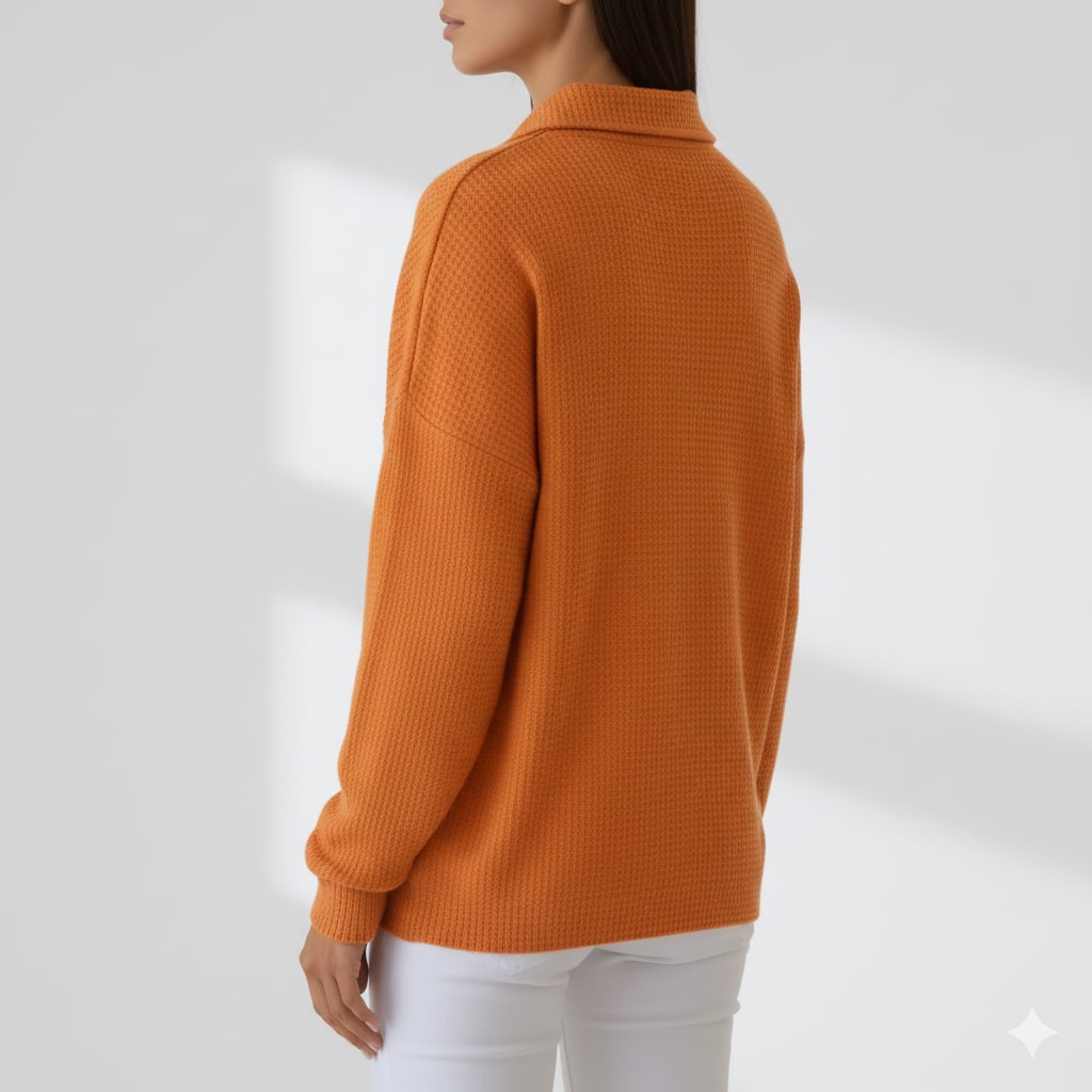 Jenny Women’s Knit Polo Sweater – Soft Ribbed Texture with Feminine Drape