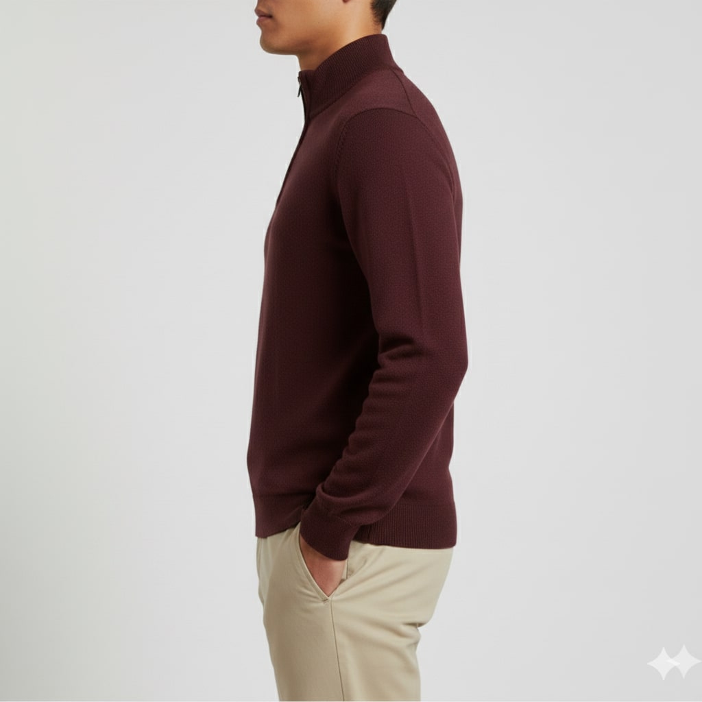 Ashton Men’s Quarter-Zip Sweater – Cotton Knit Pullover for Layered Comfort